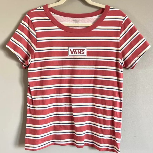 Vans Tops - Vans Red Strip Baby Tee Shirt Size Large Graphic Shirt Muted Tones